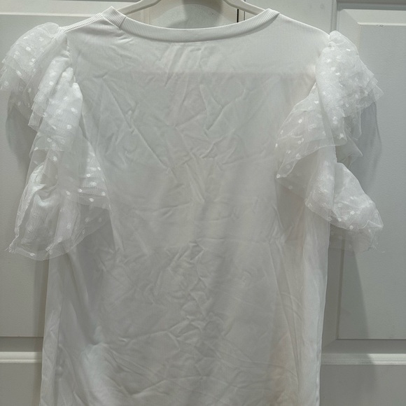 White Ruffle Sleeve Top - Picture 2 of 2